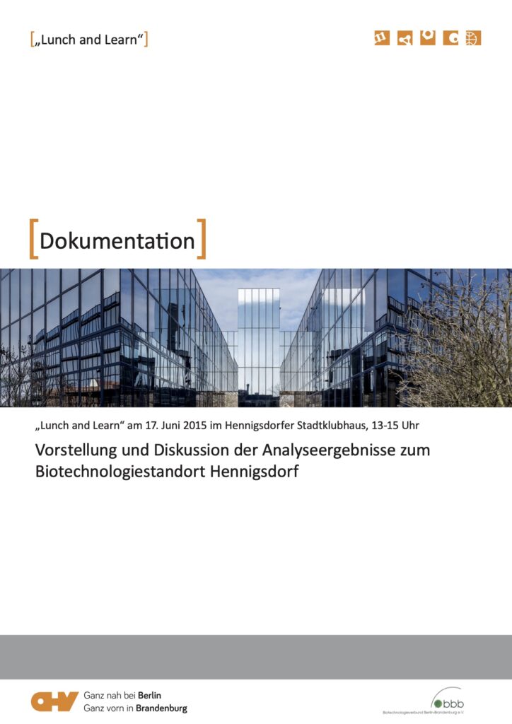 Lunch and Learn Analyseergebnisse zum Biotechnologiestandort Hennigsdorf 2015
